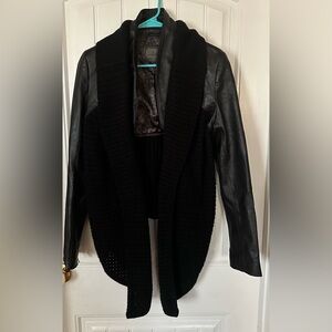 Cine Leather & Mixed-Material Open-Front Jacket   Size Large.